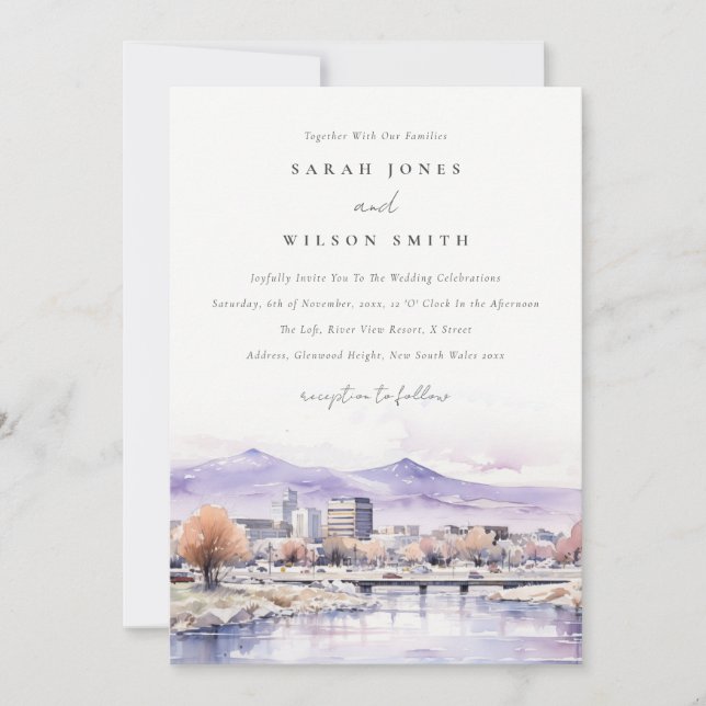 Invitation Boise, Idaho Watercolor Landscape Wedding (Devant)