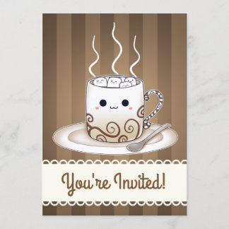 Invitation Boisson au chocolat chaud Kawaii Marshmallows