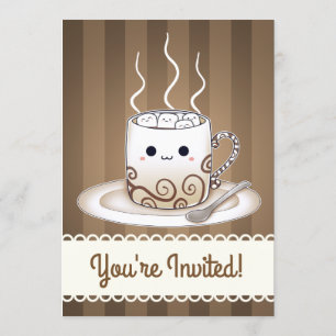 Invitation Boisson au chocolat chaud Marshmallows Kawaii