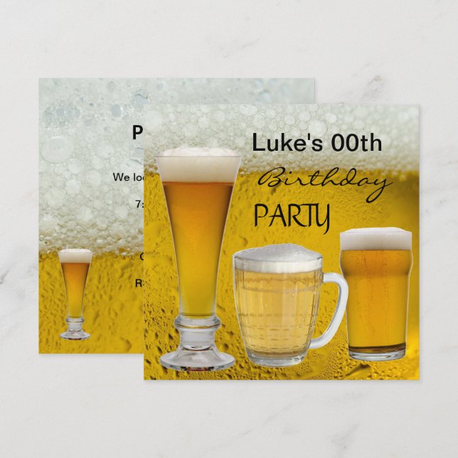 Invitation Boisson Bière pour Anniversaire de Tous Âges pour  (Devant / Derrière)
