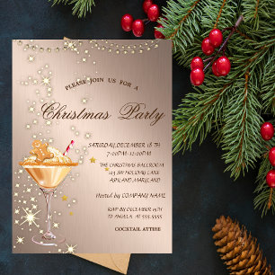 Invitation Boisson Biscuit au Gingembre Légère Rose Gold Noël