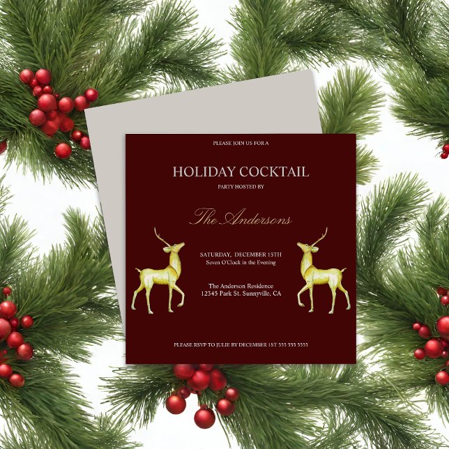 Invitation Boisson de fête de Noël festive avec Renne Fête de (Créateur téléchargé)