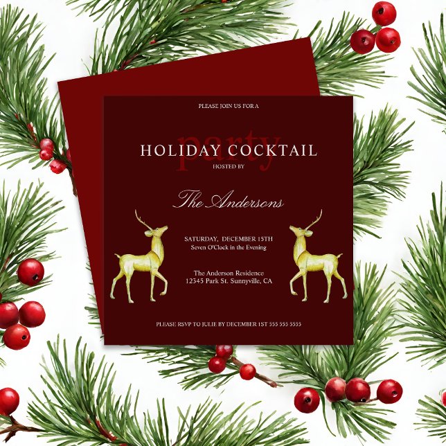 Invitation Boisson de fête de Noël festive avec Renne Fête de (Créateur téléchargé)