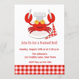 Invitation Boisson de fruits de mer du crabe rouge