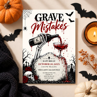 Invitation Boisson de Halloween Fleur RIP Tombe Gothique Fête
