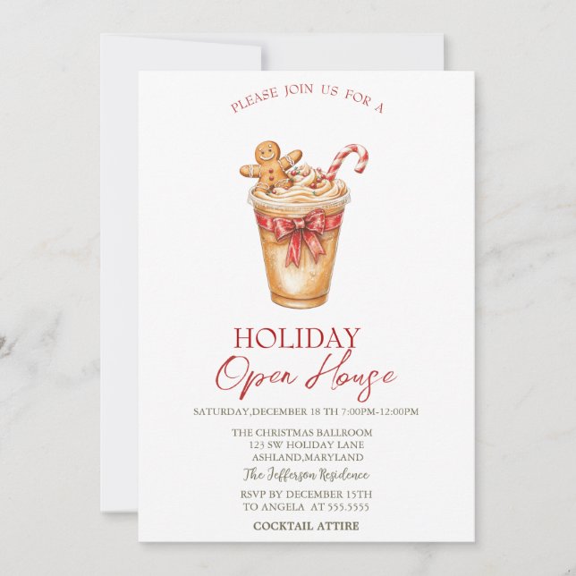 Invitation Boisson de Noël Pain d'épice Fête de fin d'année O (Devant)