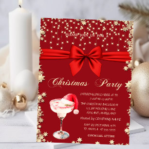 Invitation Boisson des Fêtes Chapeau de Père Noël Étoiles Ent