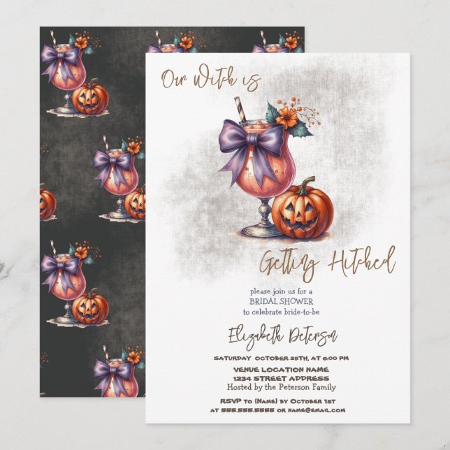 Invitation Boisson d'Halloween Fête de mariage de citrouille (Devant / Derrière)