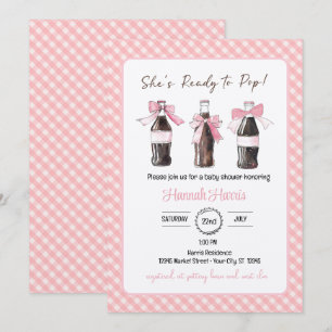 Invitation Boisson gazeuse rose pour bébé fille prête à POP B