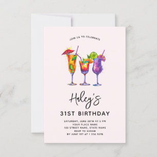 Invitation Boissons à l'aquarelle Fête d'anniversaire 31 ans