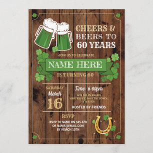 Invitation Boissons Cheers Anniversaire Fête de la Saint-Patr