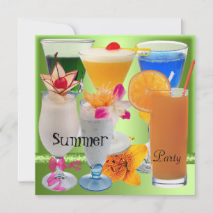 Invitation Boissons Cocktail Tropical Lime Verte Fête Estival