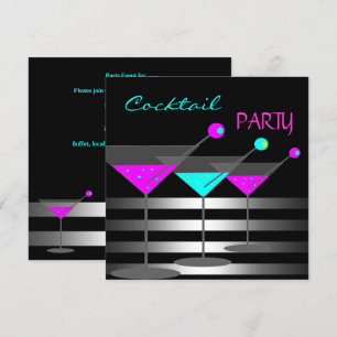 Invitation Boissons Cocktails de fête Martini Sarcelle Rose