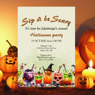 Invitation Boissons Colorées Drôles Épouvantables Halloween F