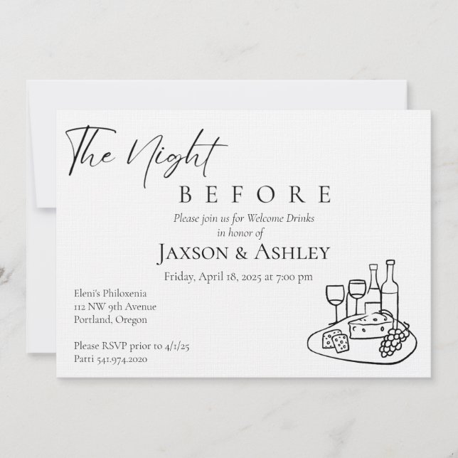Invitation Boissons de Bienvenue pour un Mariage M (Devant)