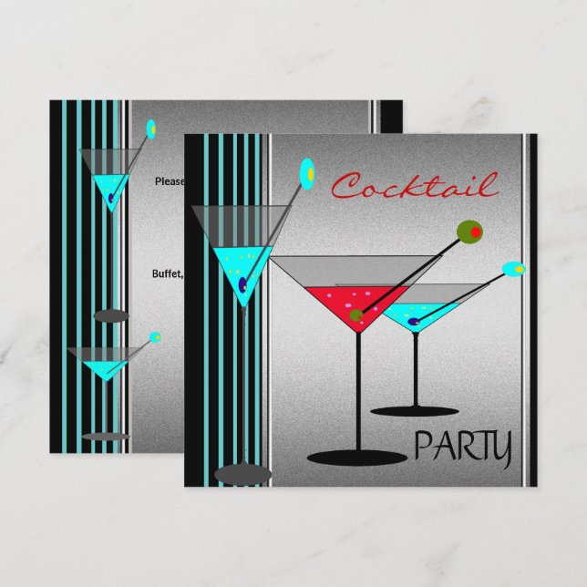Invitation Boissons de cocktail de fête d'entreprise Martini  (Devant / Derrière)