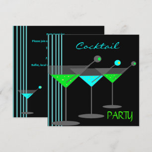 Invitation Boissons de cocktail d'entreprise Martini bleu-ver