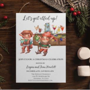 Invitation Boissons de fête de Noël Let's Get Elfed Up 