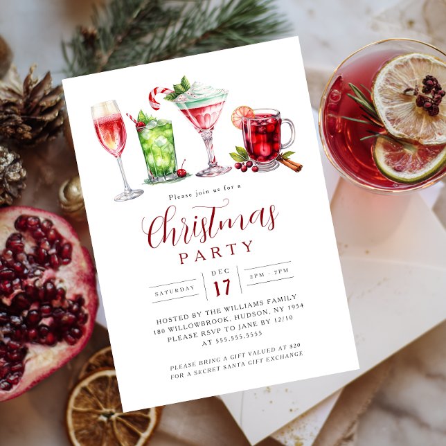 Invitation Boissons de fête Soirée de Noël   (Créateur téléchargé)