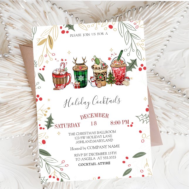 Invitation Boissons de Noël Cocktail de la société de houx de (Créateur téléchargé)