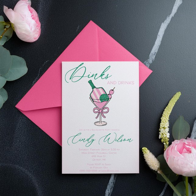 Invitation Boissons et boissons, Pickleball Bachelorette Part (Créateur téléchargé)