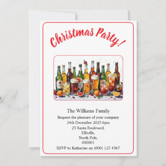 Invitation Boissons et cocktails de fête de Noël Couleur Xmas