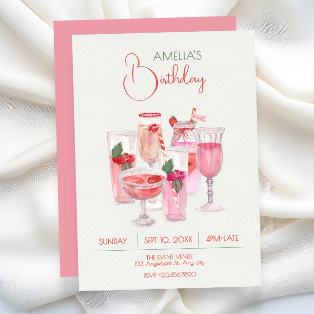 Invitation Boissons fraîches roses (Créateur téléchargé)
