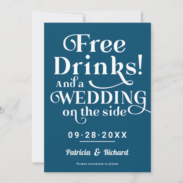 Invitation Boissons Gratuites Drôle Mariage Décontracté Enreg (Devant)