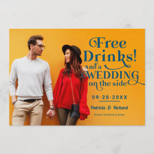 Invitation Boissons Gratuites Drôle Mariage Formel Économisez