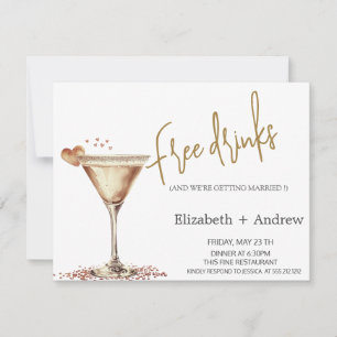 Invitation Boissons Gratuites Élégantes, Cœur de Verre à Mart