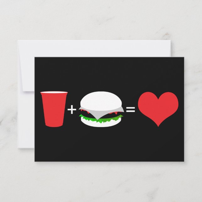 Invitation boissons + hamburgers = amour (Devant)