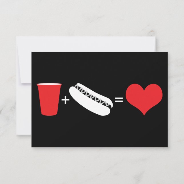 Invitation boissons + hot dogs = amour (Devant)