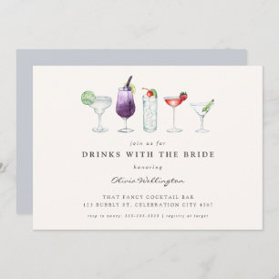 Invitation Boissons modernes avec des cocktails d'aquarelle B