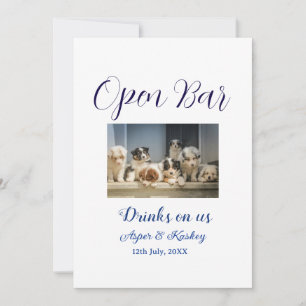Invitation Boissons offertes bar ouvert photo de mariage coup