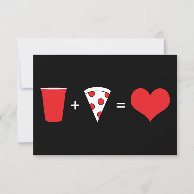 Invitation boissons + pizza = amour (Devant)