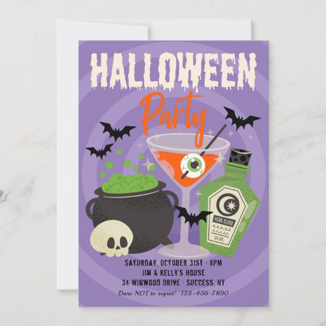 Invitation Boissons pour une fête d'Halloween (Devant)