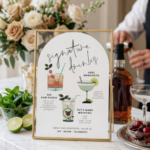 Invitation Boissons Signature avec panneau de bar en arche ph