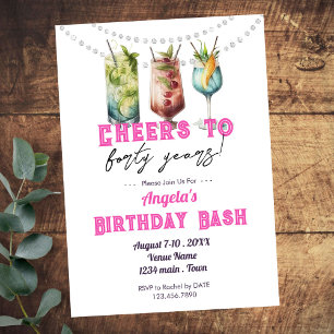 Invitation Boissons tropicales Cheers à 40 ans Anniversaire a