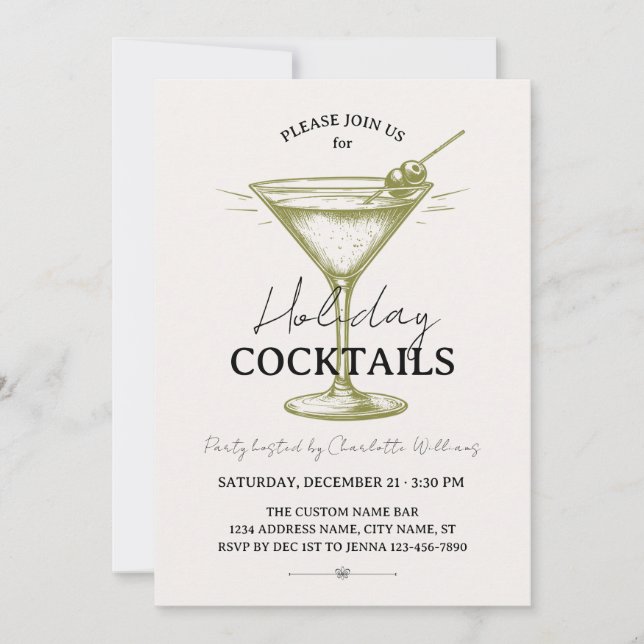 Invitation Boissons Vertes Crème De Fêtes De Noël (Devant)
