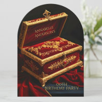 Boîte à bijoux rouge or vintage pour fête d'annive
