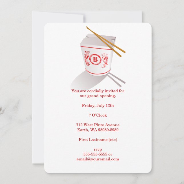 Invitation Boite à emporter du restaurant chinois (Devant)