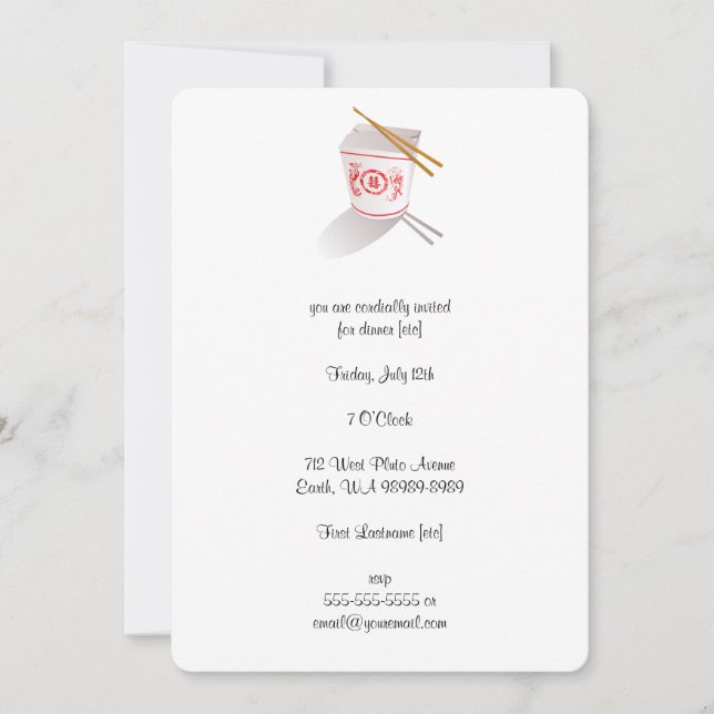 Invitation Boite à emporter du restaurant chinois (Devant)