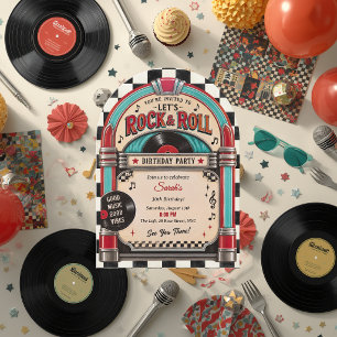 Invitation Boîte à musique rétro rock and roll en vinyle pour