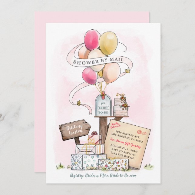 Invitation Boîte aux lettres de Fête des mariées virtuelle de (Devant / Derrière)