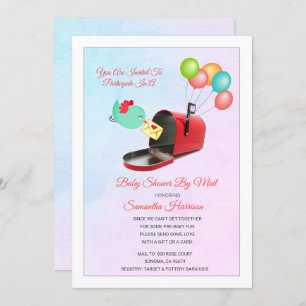 Invitation Boite Aux Lettres Rouge Et Aquarelle Baby shower O