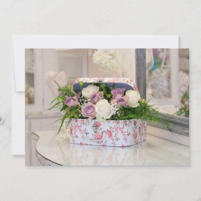 Invitation Boîte Cadeau Fleur Vintage (Devant)