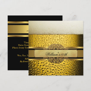 Invitation Boîte de bière pour homme élégant noir or fête d'a