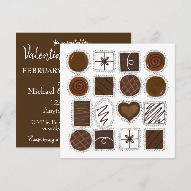 Invitation Boîte de chocolats Chocoholic Saint Valentin fête (Devant / Derrière)