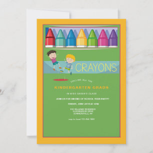 Invitation Boîte de Crayons Kindergarten Party
