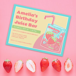 Invitation Boite de jus de fraises fête d'anniversaire